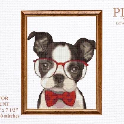 Bulldog cross stitch pattern