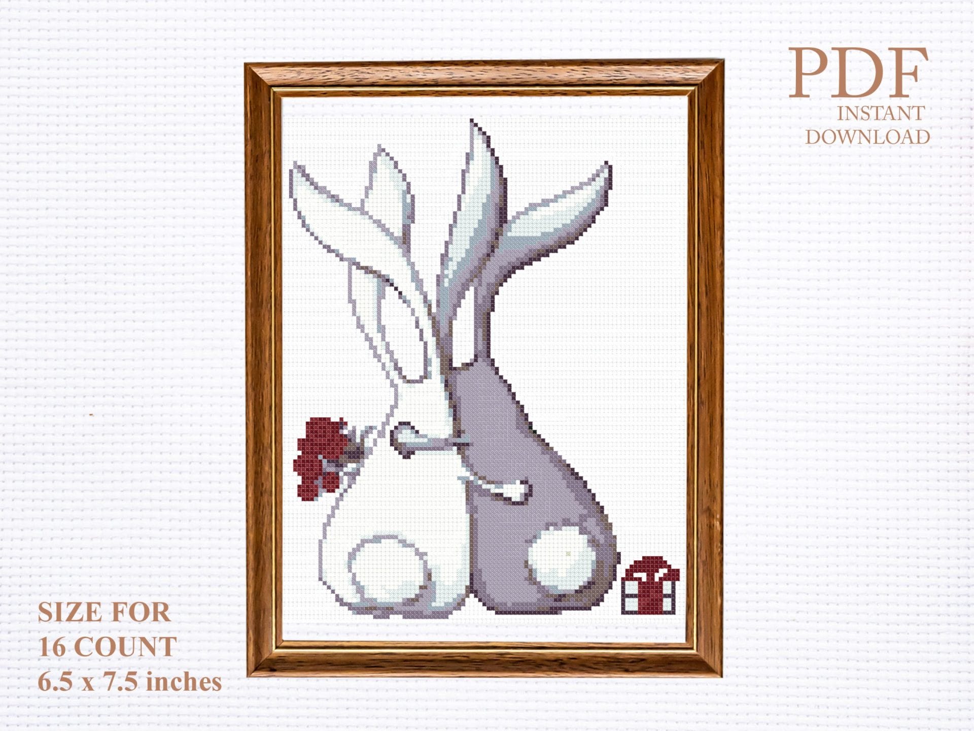 Bunnies in love cross stitch pattern 1 Bunnies in love cross stitch pattern