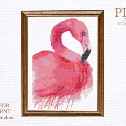 pink flamingo cross stitch pattern