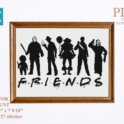 Spooky frends cross stitch pattern