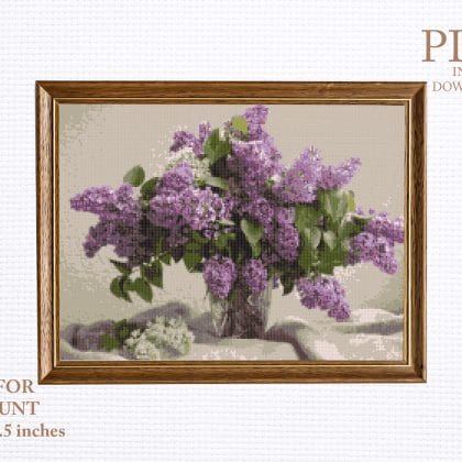 Lilac bouquet cross stitch pattern