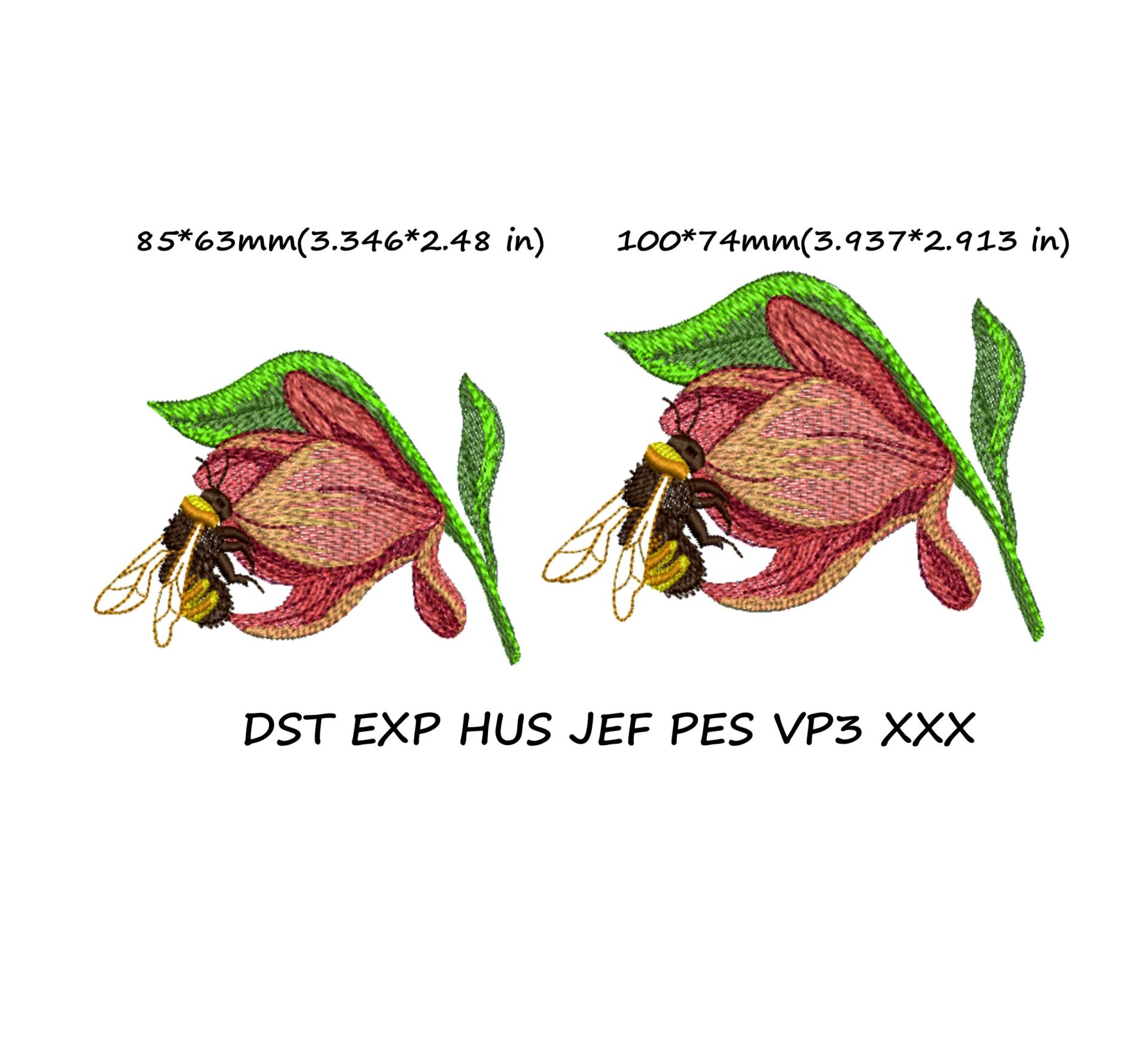 Bee and Flower machine embroiery design 2 Bee and Flower machine embroiery design - Image 2