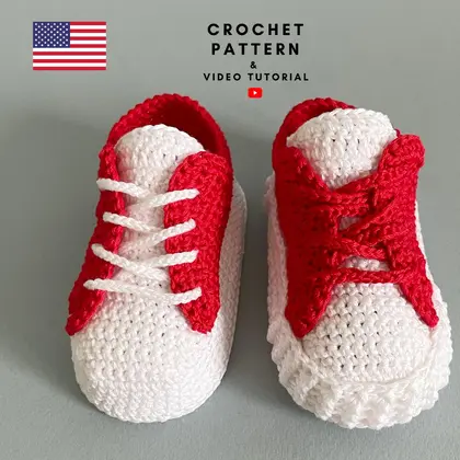 Digital crochet pattern tennis baby booties 0-3 months