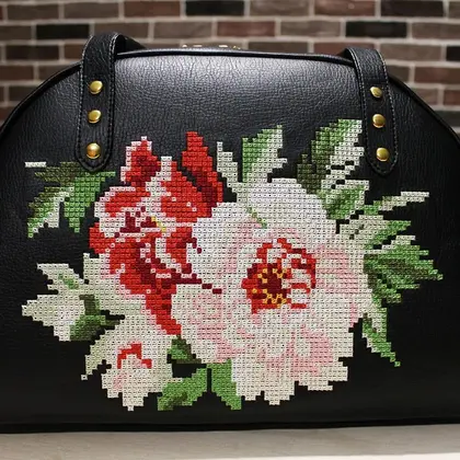 machine Embroidery Design Peony French cross DIGITAL EMBROIDERY