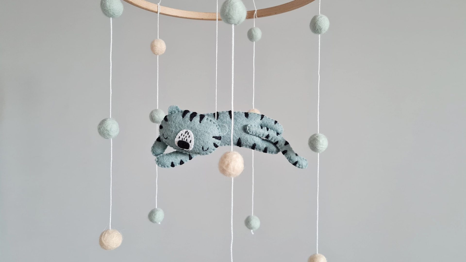 Tiger nursery mobile, Baby hanging decor, Cot toys, Newborn gift 5 Tiger nursery mobile, Baby hanging decor, Cot toys, Newborn gift - Image 5