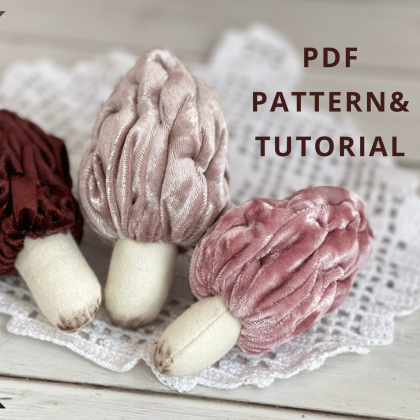 Mushroom morel plush toy pdf pattern and tutorial