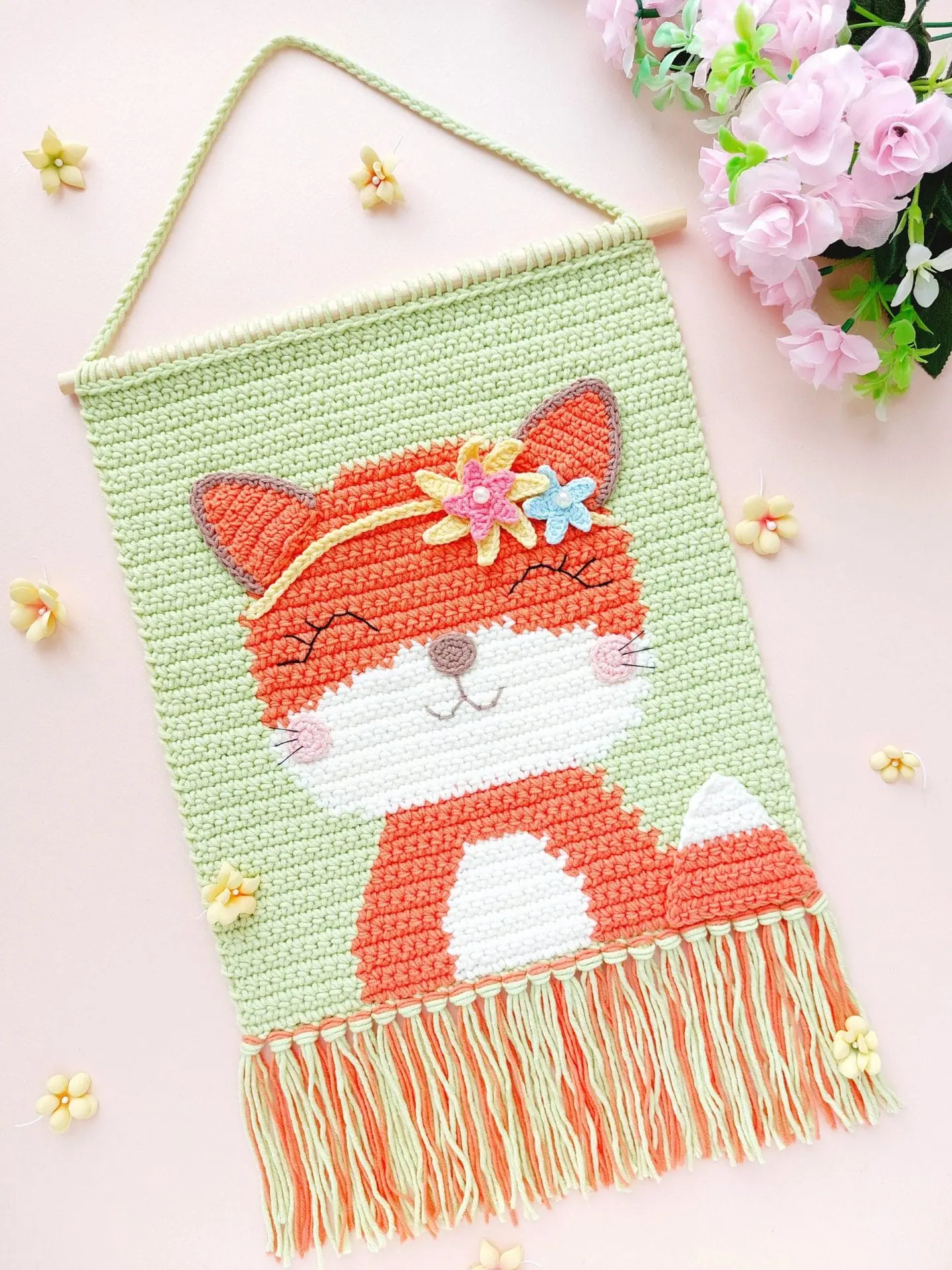 Crochet Fox Wall Hanging Pattern, Wall Decor 1 crochet fox