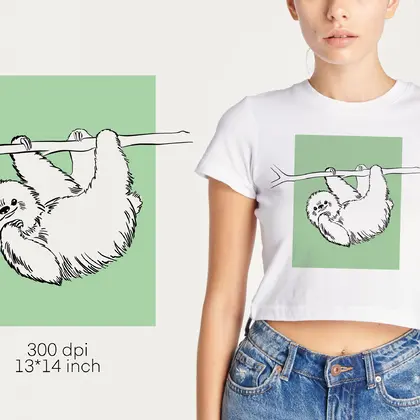 Animal sloth, png sublimation illustration, 13*14 inch
