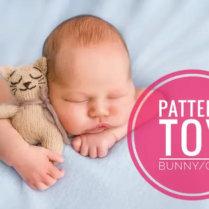 Round and Flat! Pattern cat and bunny knitting. PDF.