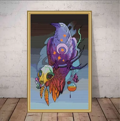 Raven cross stitch pattern