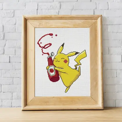 Pickachu cross stitch pattern
