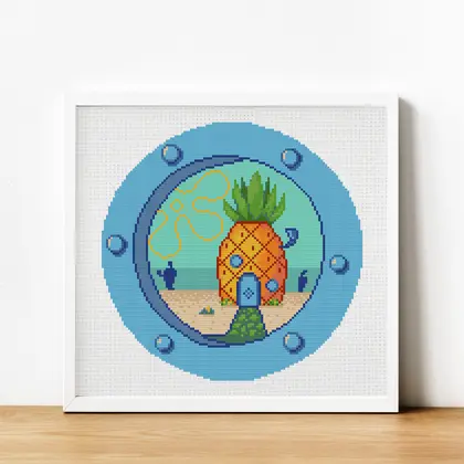 spongebob window cross stitch pattern
