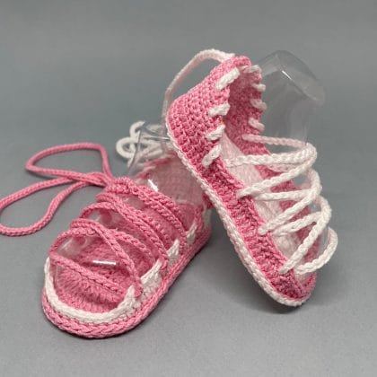Gladiator baby sandals crochet pattern 0-3 months