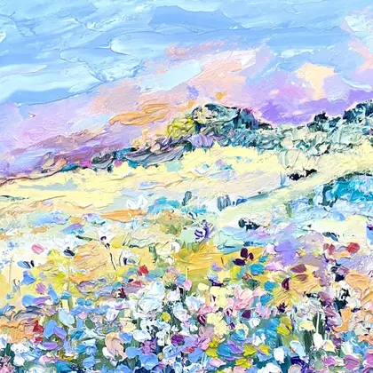 Spring, Oil painting, Abstract landscape, Nature, Flowers painting, plants and trees