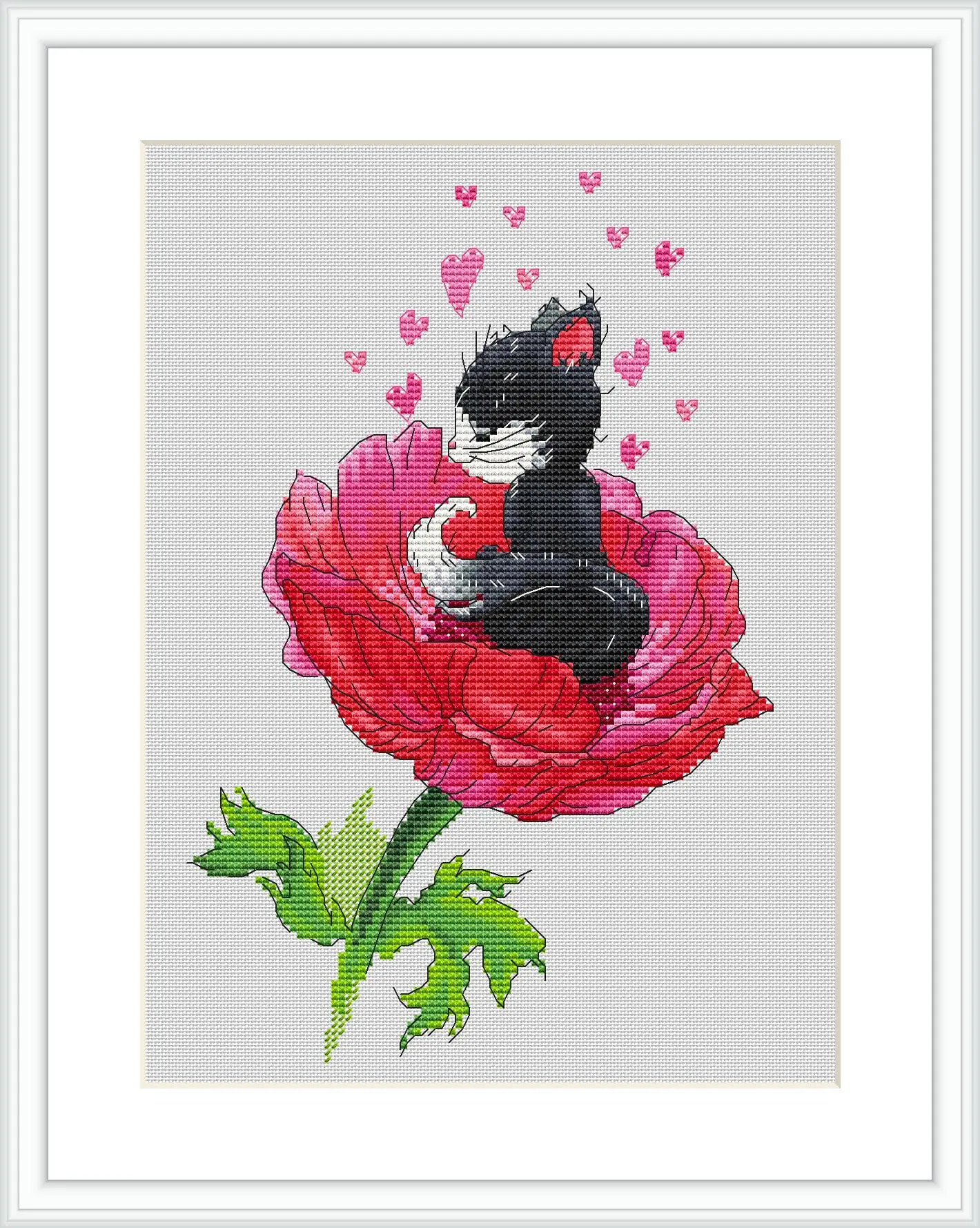 Anemone Cross Stitch Pattern, Black cat cross stitch 1 Anemone cross stitch chart