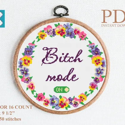 Wreath bitch cross stitch pattern