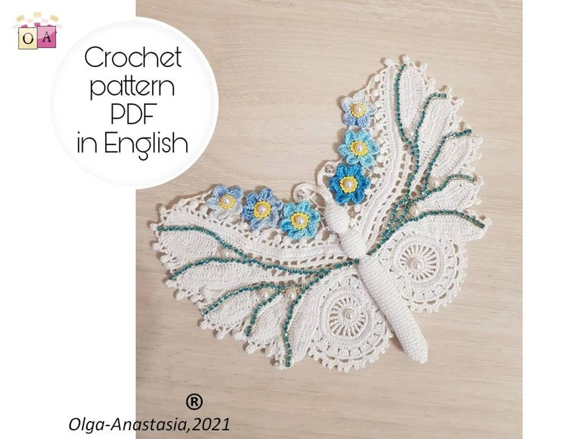 Butterfly crochet pattern. 1 Butterfly crochet pattern.