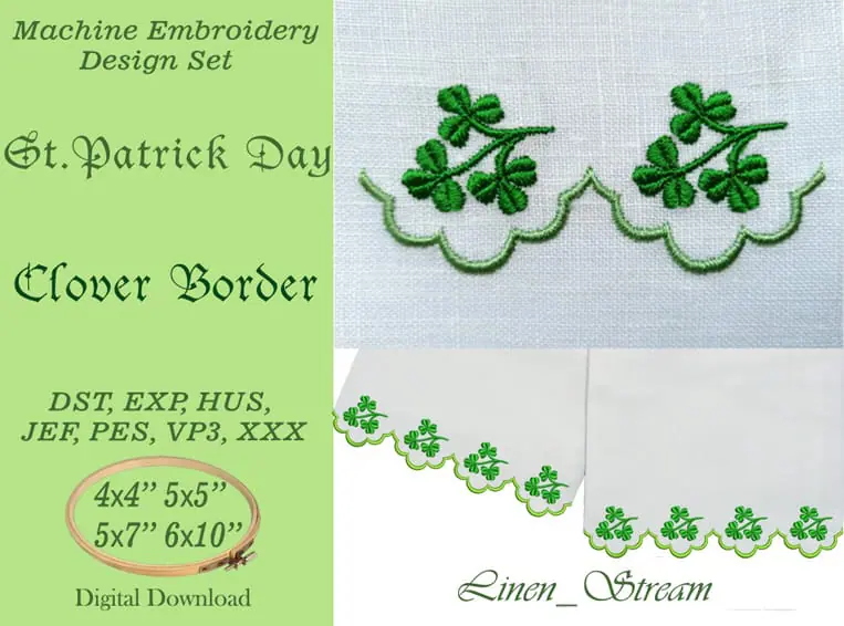 Clover Border machine embroidery designs 1 Clover Border