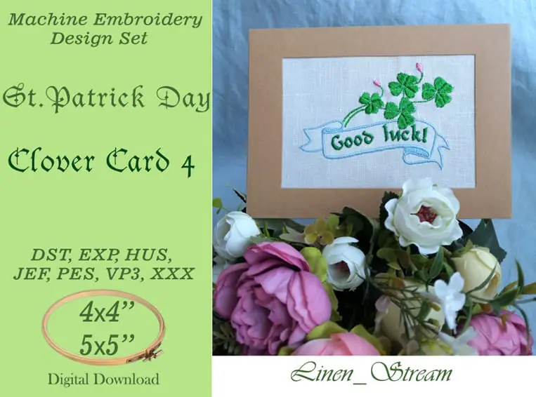 Clover Card 4 machine embroidery designs 1 Clover Card 4