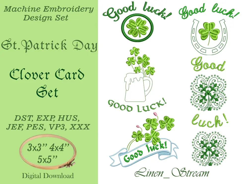 Clover Card Set machine embroidery designs 1 Card Clover Set