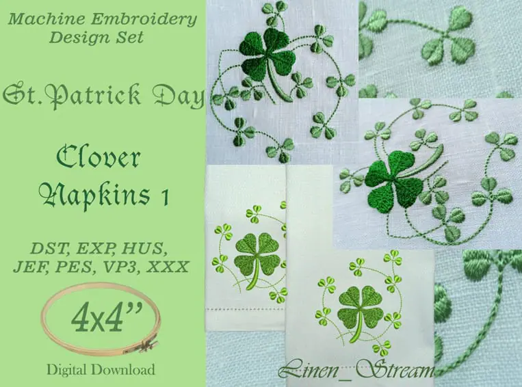 Clover napkins 1 machine embroidery designs 1 Clover napkins 1
