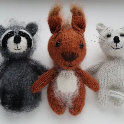 Three toys pattern!!! Raccoon, Mouse and Squrrel knitting pattern.