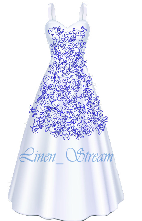 Dress 7 Roses RW embroidery design 2 Dress 7 Roses RW