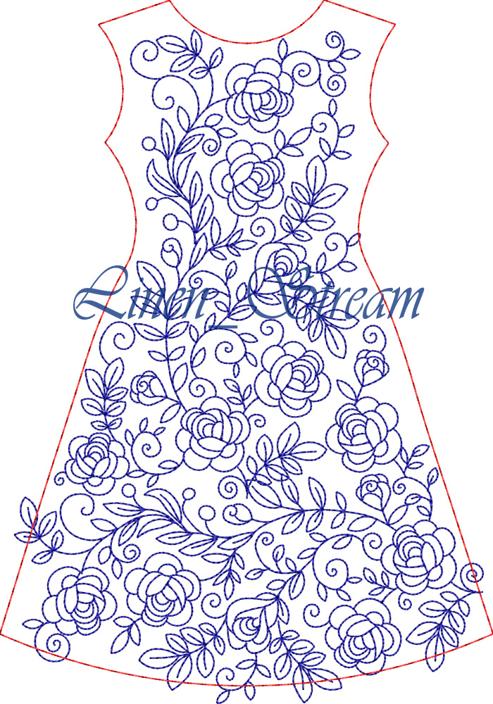 Dress 7 Roses RW embroidery design 3 Dress 7 Roses RW