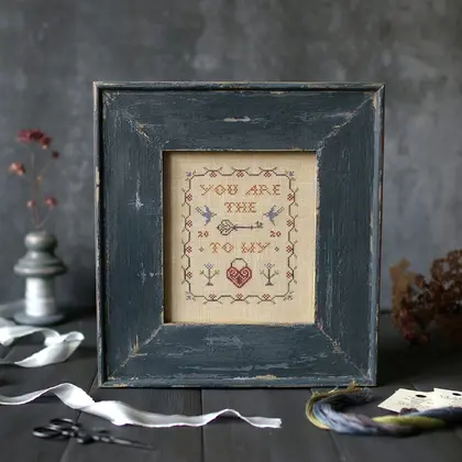Key To My Heart, PDF primitive cross stitch pattern