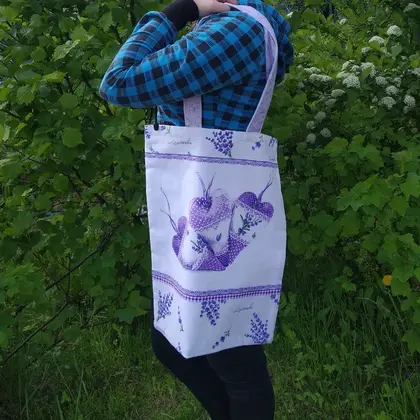 bag with lavender hearts