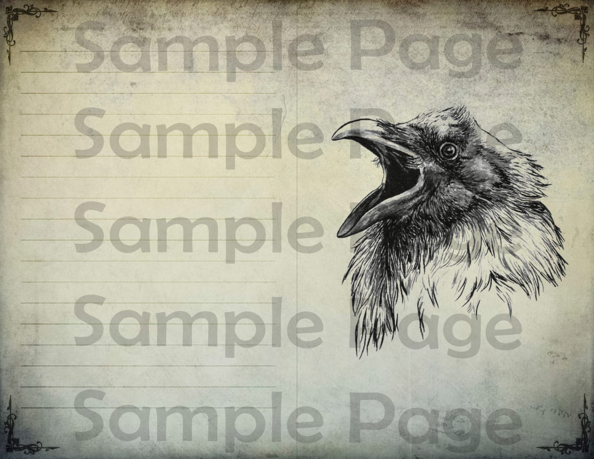 10 Blank Pages of Raven Grimoire Printable Magic Junk Journal 2 10 Blank Pages of Raven Grimoire Printable Magic Junk Journal - Image 2