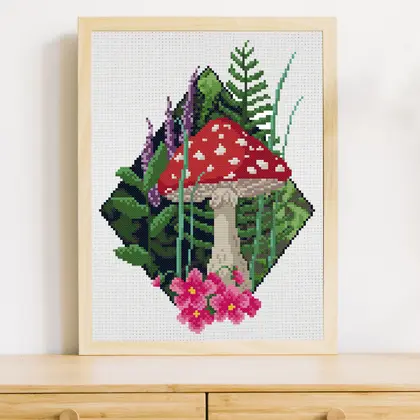 fly agaric cross stitch pattern PF