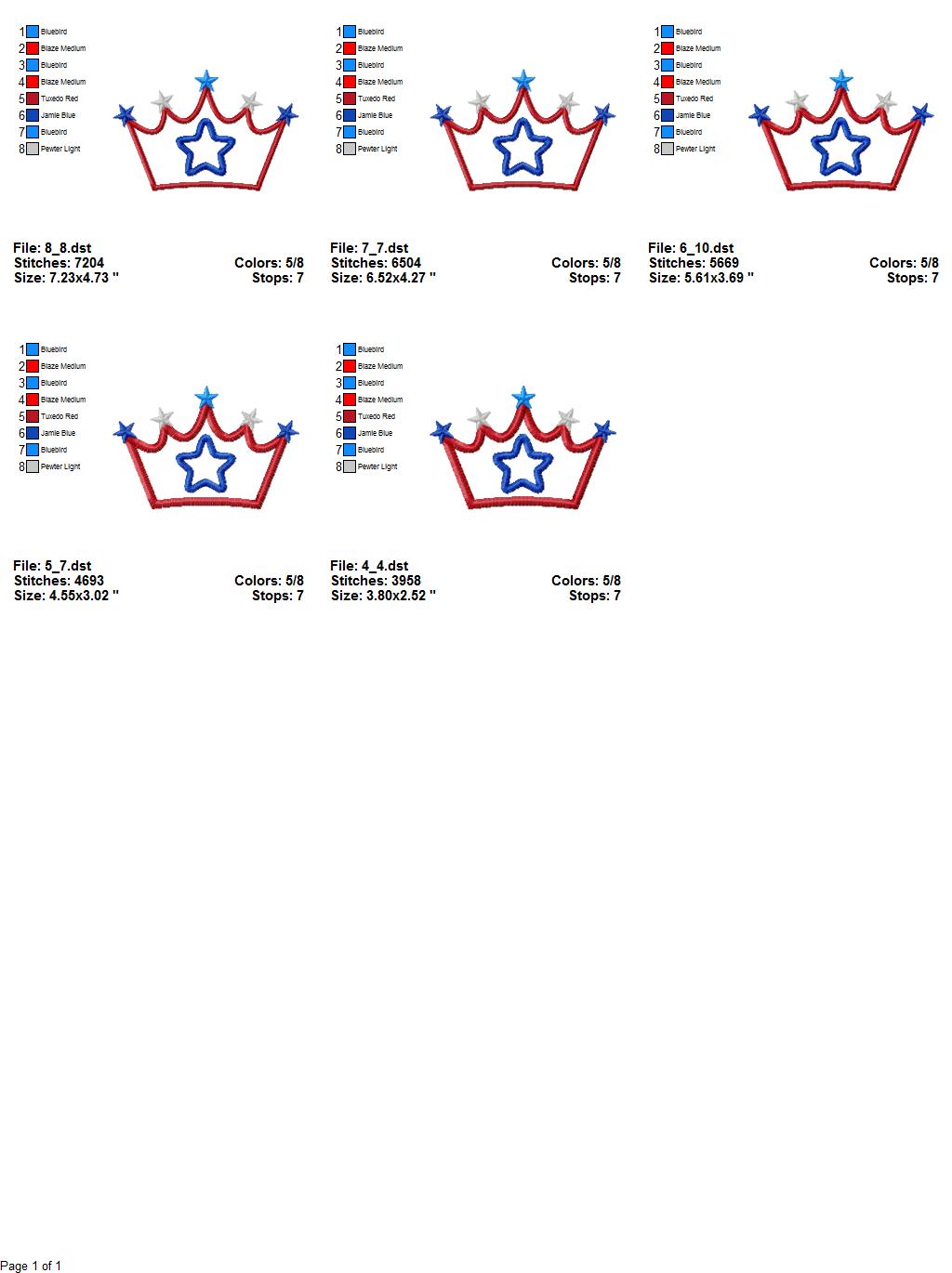 Patriotic Crown Applique Design Machine embroidery design 2 Patriotic Crown Applique Design Machine embroidery design - Image 2