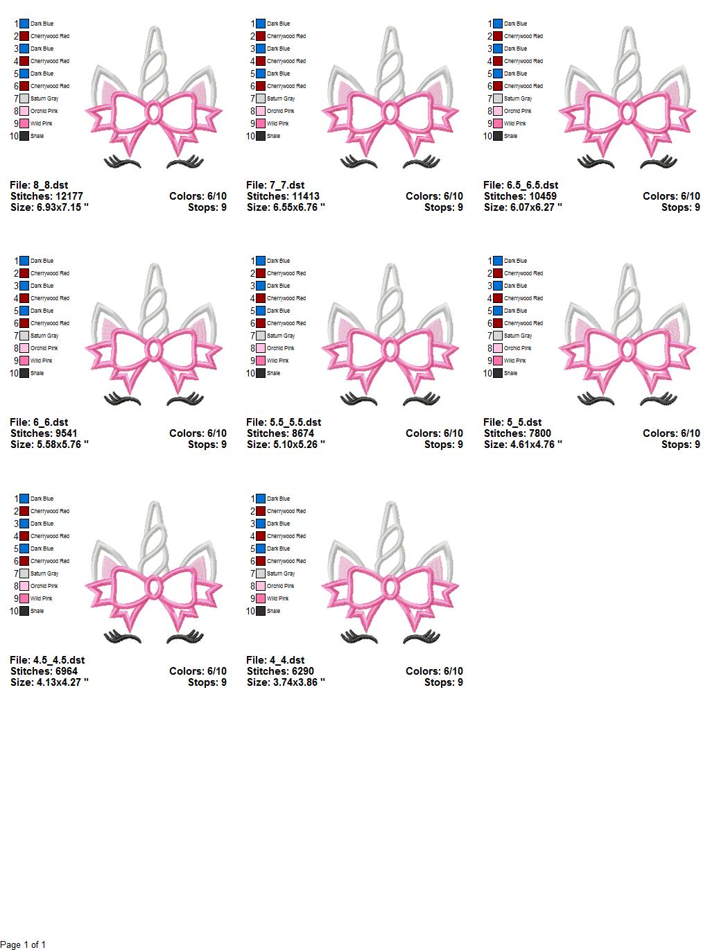 Magic unicorn with Bow Machine embroidery design 2 Magic unicorn with Bow Machine embroidery design - Image 2