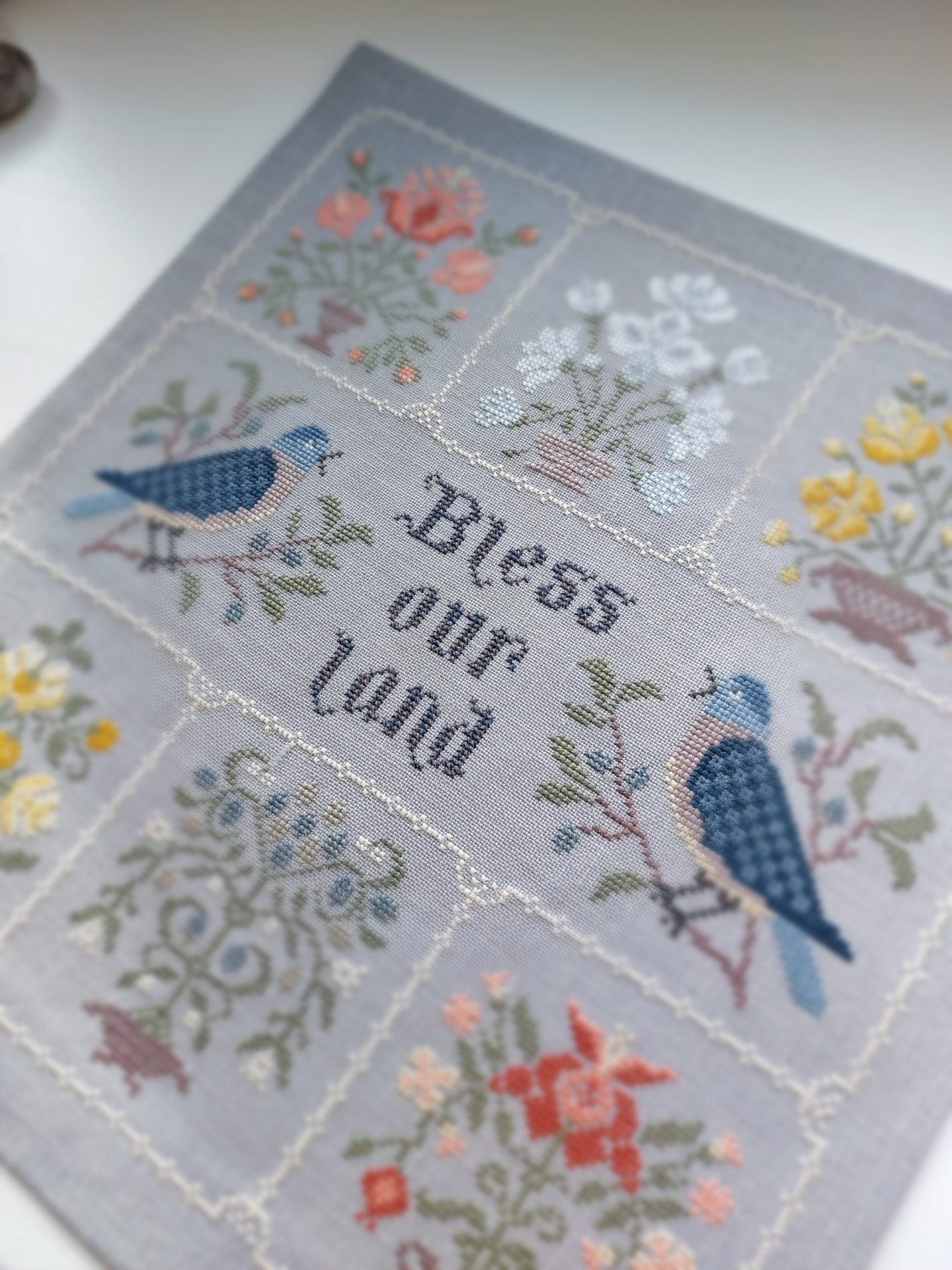Bless our land Primitive Cross stitch pattern PDF, Flowers Sampler 5 Bless our land Primitive Cross stitch pattern PDF, Flowers Sampler, PDF Instant Download