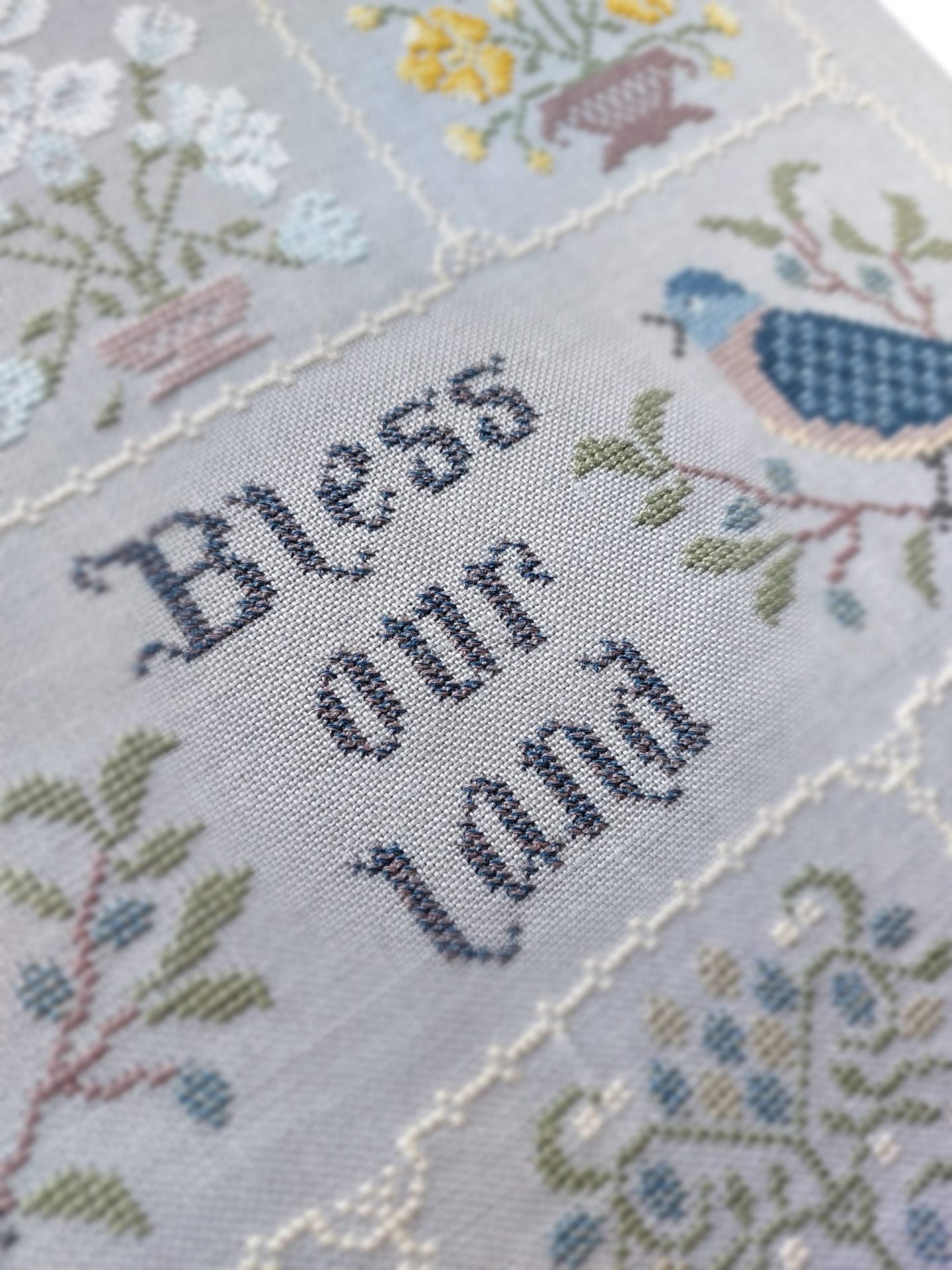 Bless our land Primitive Cross stitch pattern PDF, Flowers Sampler 4 Bless our land Primitive Cross stitch pattern PDF, Flowers Sampler, PDF Instant Download
