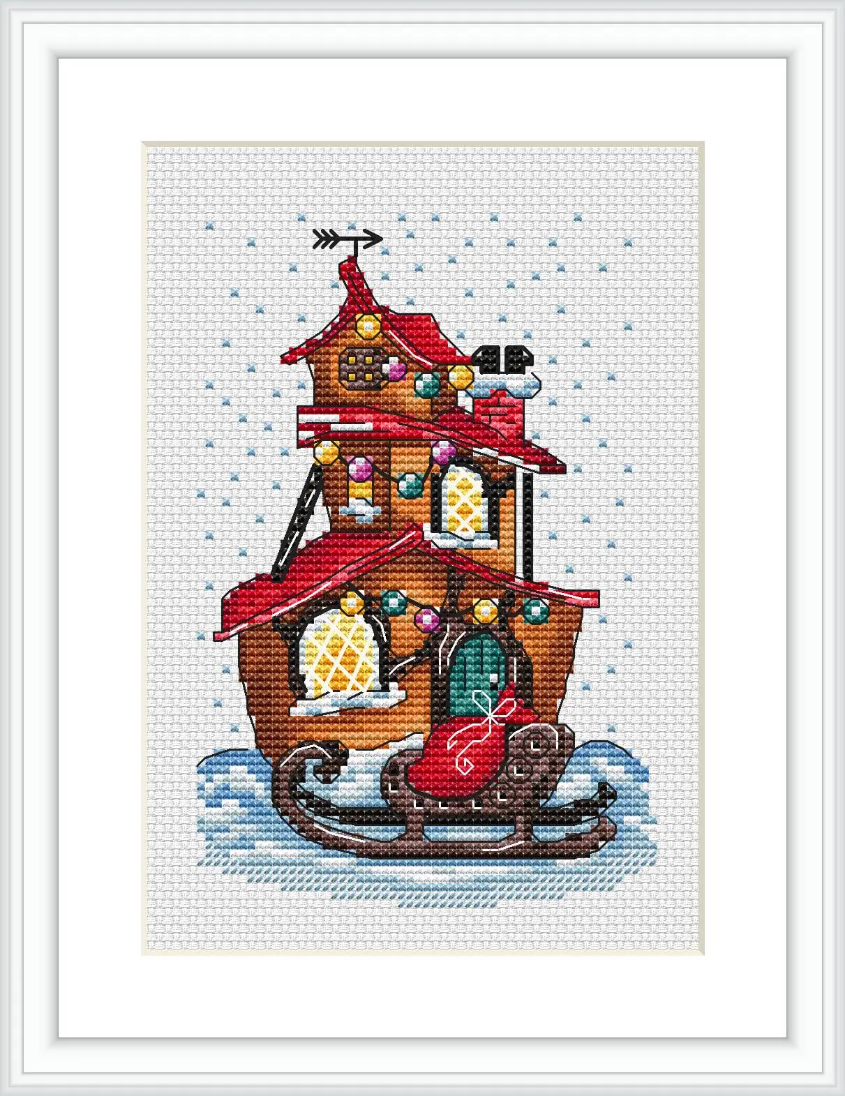 Santa Got Stuck cross stitch pattern, Christmas cross stitch 1 cross stitch pattern