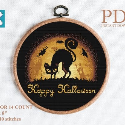 Happy Halloween cross stitch pattern
