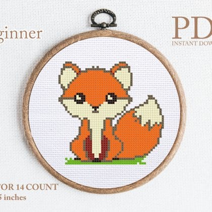 Fox cub cross stitch pattern