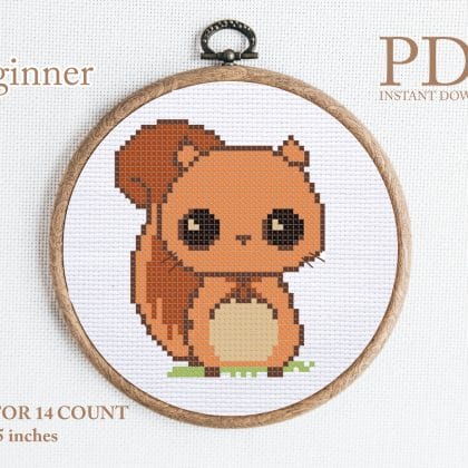 Squirrel cross stitch pattern
