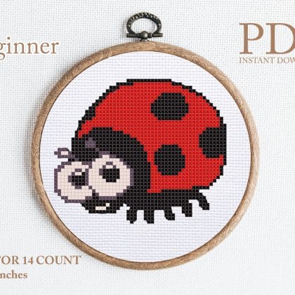 Ladybug cross stitch pattern