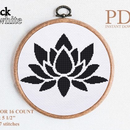 Lotus cross stitch pattern
