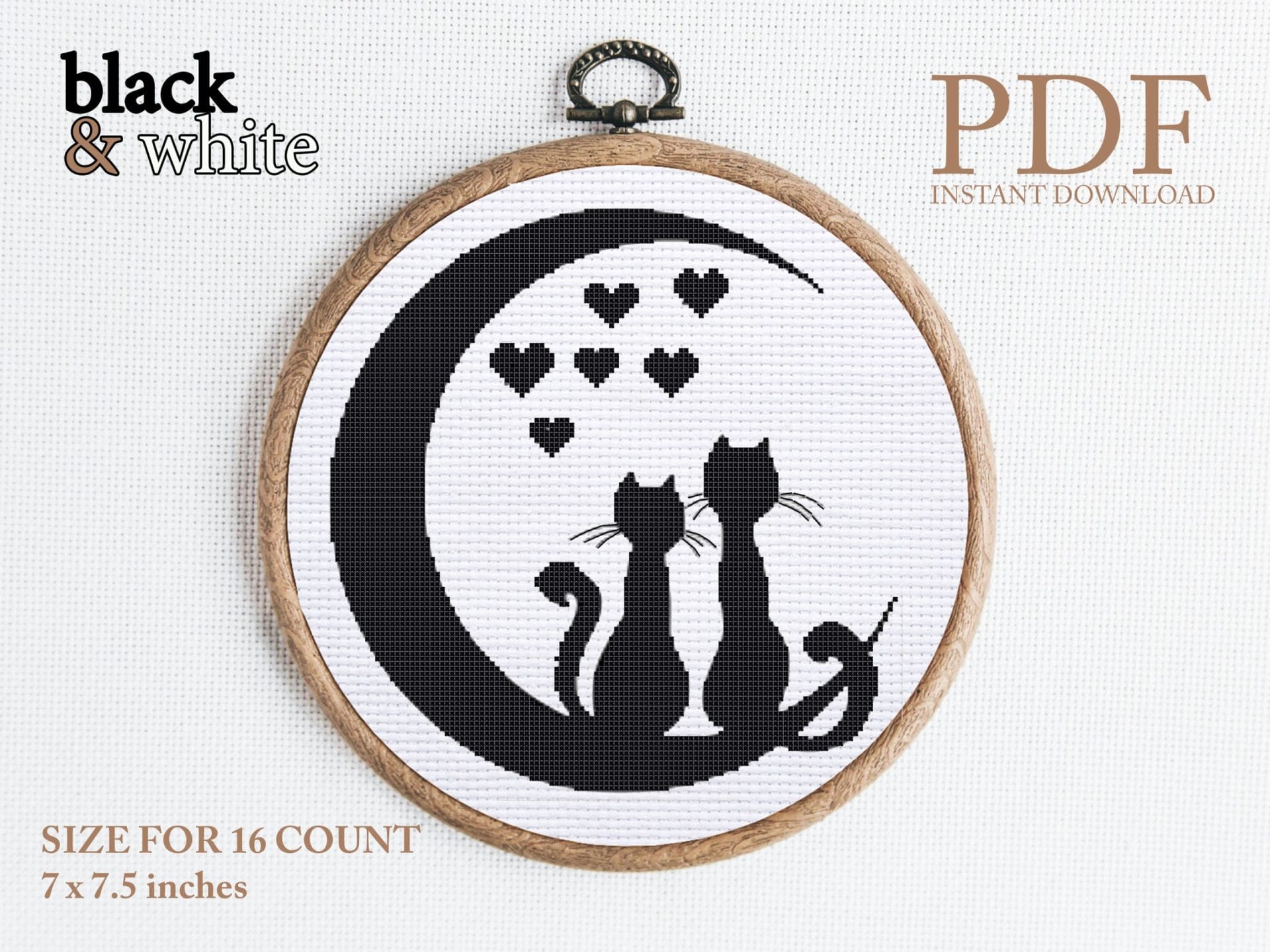Cats on the moon cross stitch pattern 1 Cats on the moon cross stitch pattern