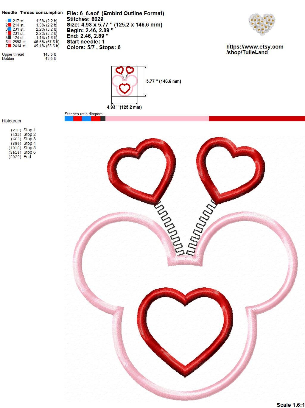 Mouse valentines day Heart Machine embroidery design 7 Mouse valentines day Heart Machine embroidery design - Image 7