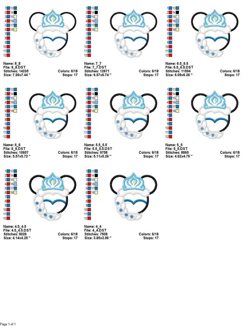 Queen ELSA Tiara Mickey Minnie Machine embroidery design 3 Queen ELSA Tiara Mickey Minnie Machine embroidery design - Image 3