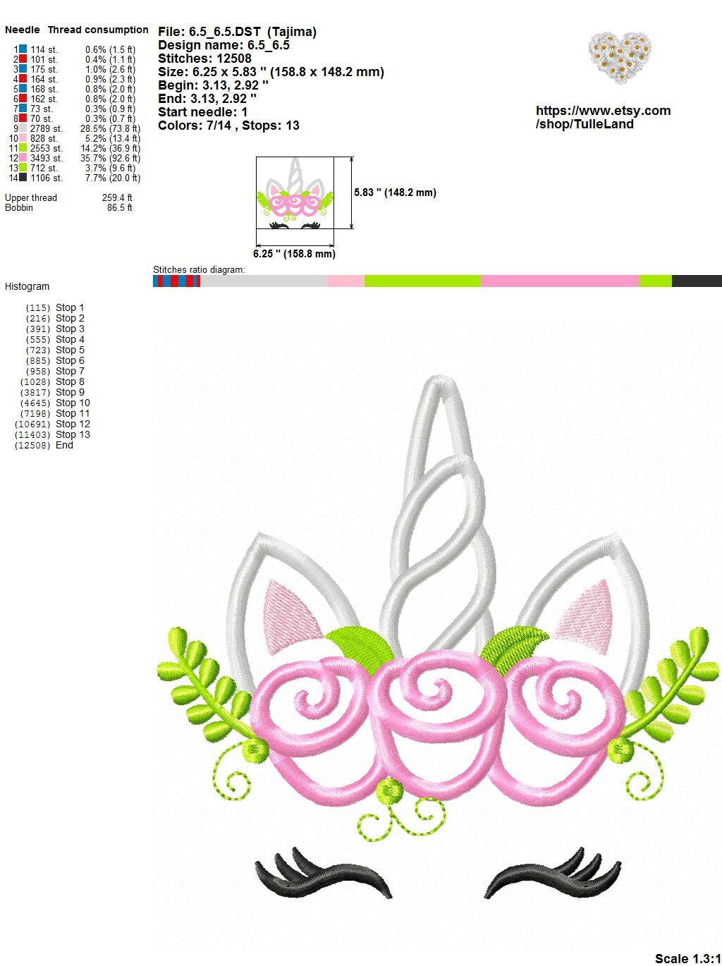 Magic unicorn with Roses Machine embroidery design 7 Magic unicorn with Roses Machine embroidery design - Image 7