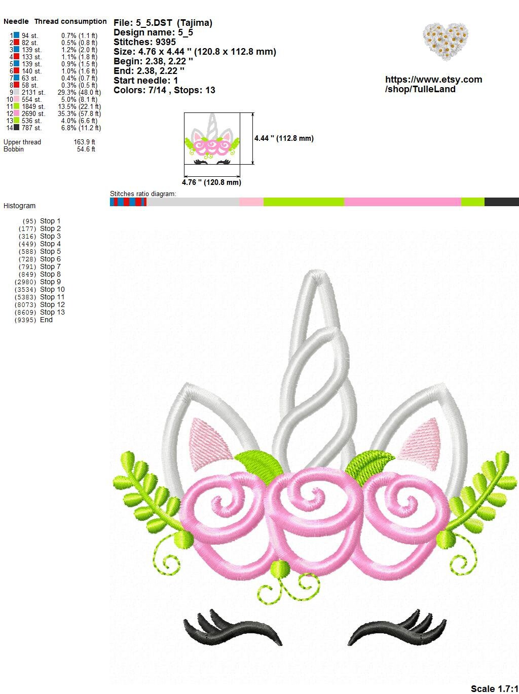 Magic unicorn with Roses Machine embroidery design 9 Magic unicorn with Roses Machine embroidery design - Image 9