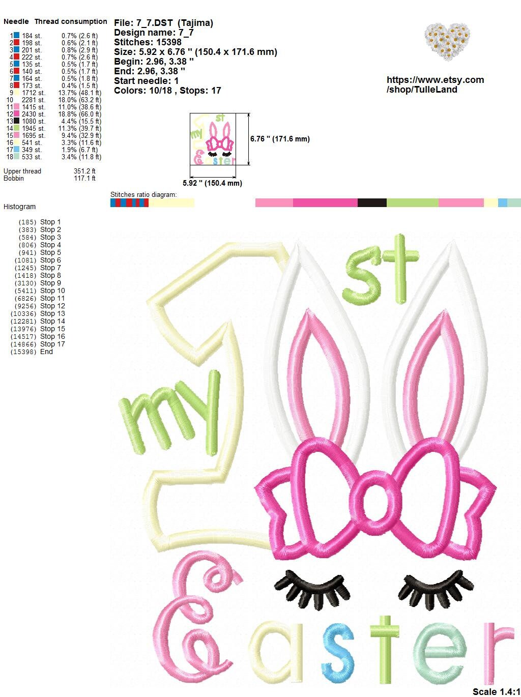My 1st easter bunny Machine embroidery design 7 My 1st easter bunny Machine embroidery design - Image 7