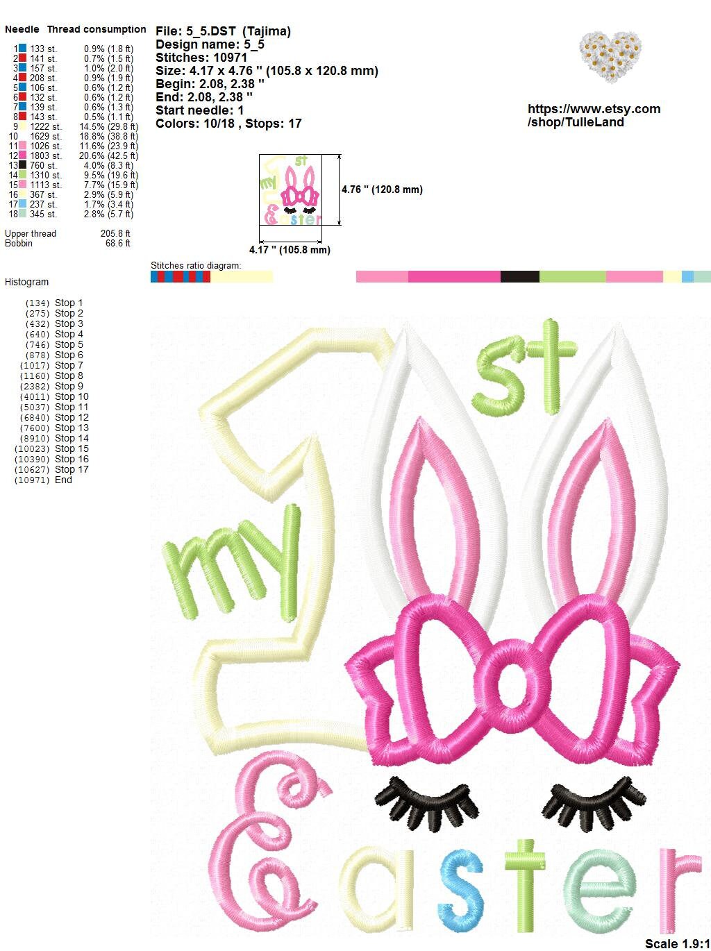 My 1st easter bunny Machine embroidery design 9 My 1st easter bunny Machine embroidery design - Image 9