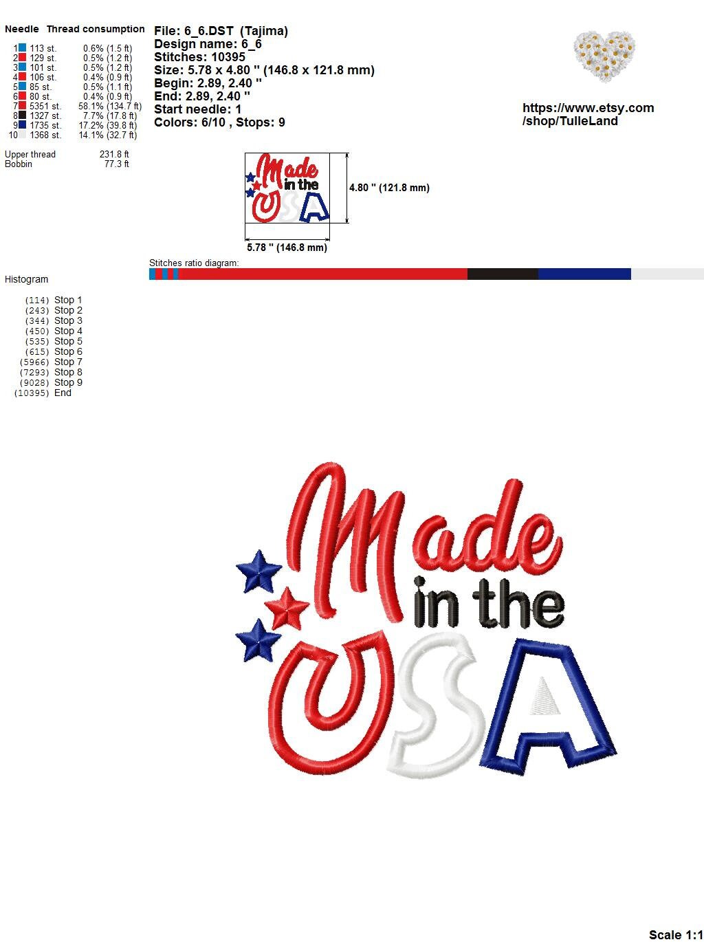 Made in the USA Patriotic Star Machine embroidery design 9 Made in the USA Patriotic Star Machine embroidery design - Image 9